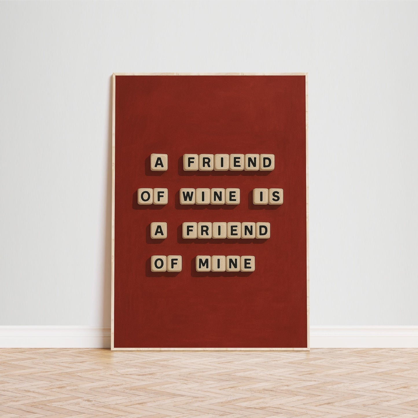 Wine Wall Art – Playful Wine Poster With Bold Typography Print For Kitchen Decor