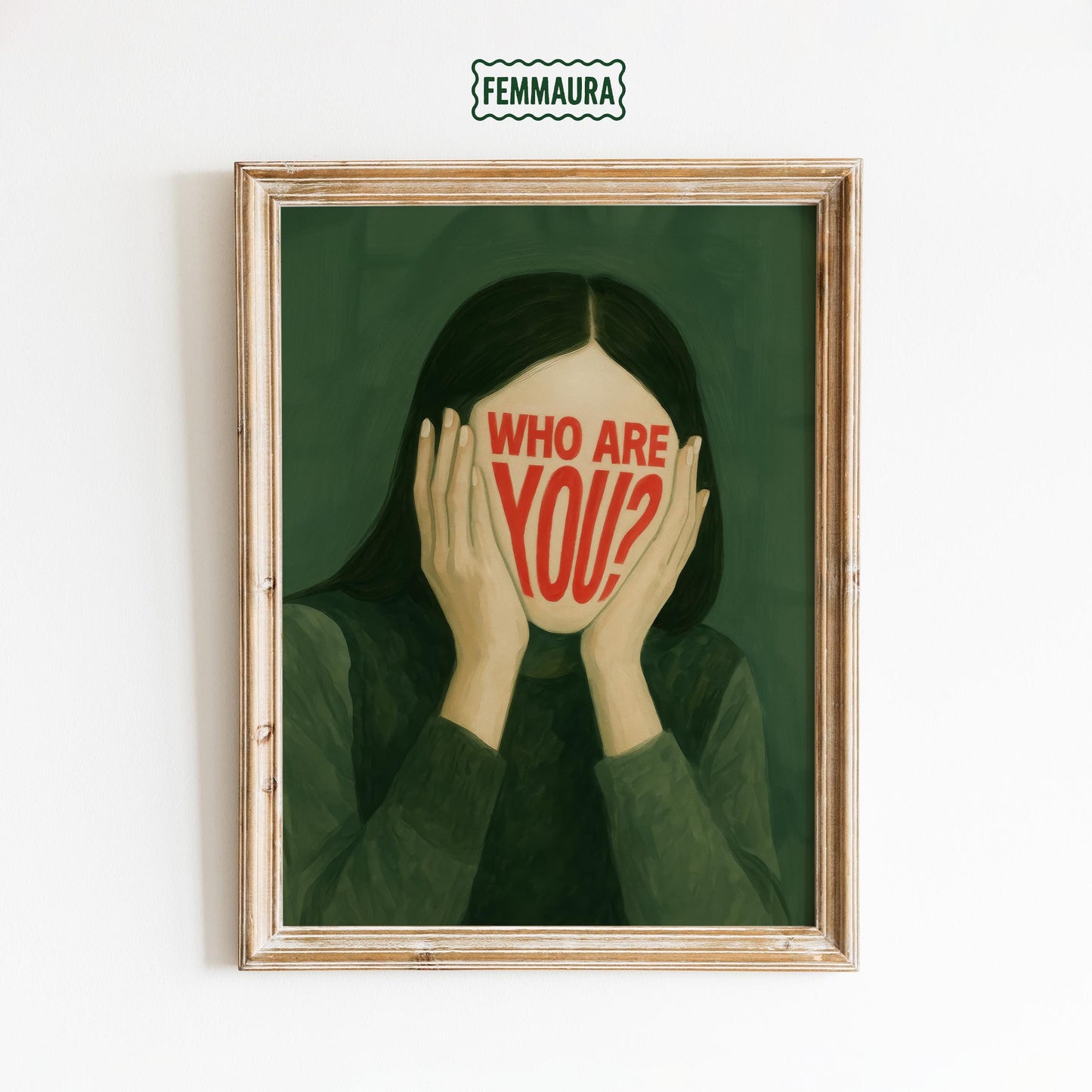 Conceptual Surreal Wall Art – Typography Portrait Print With Bold Red Green Contrast