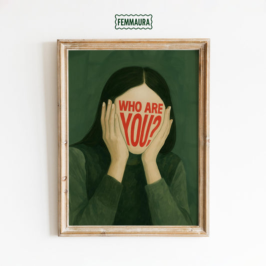 Conceptual Surreal Wall Art – Typography Portrait Print With Bold Red Green Contrast