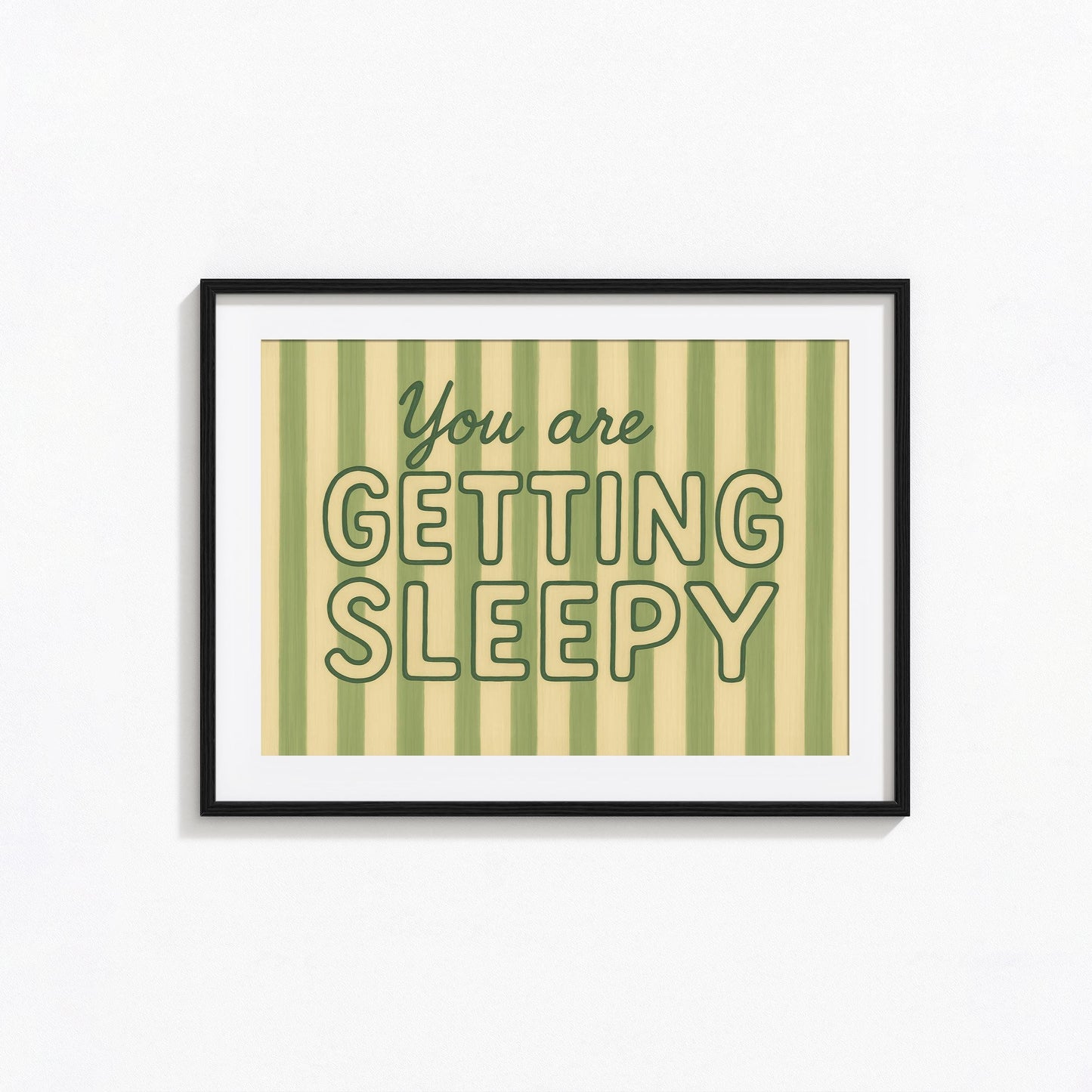 Retro Bedroom Poster – Sleepy Wall Art With Vintage Humor & Striped Design