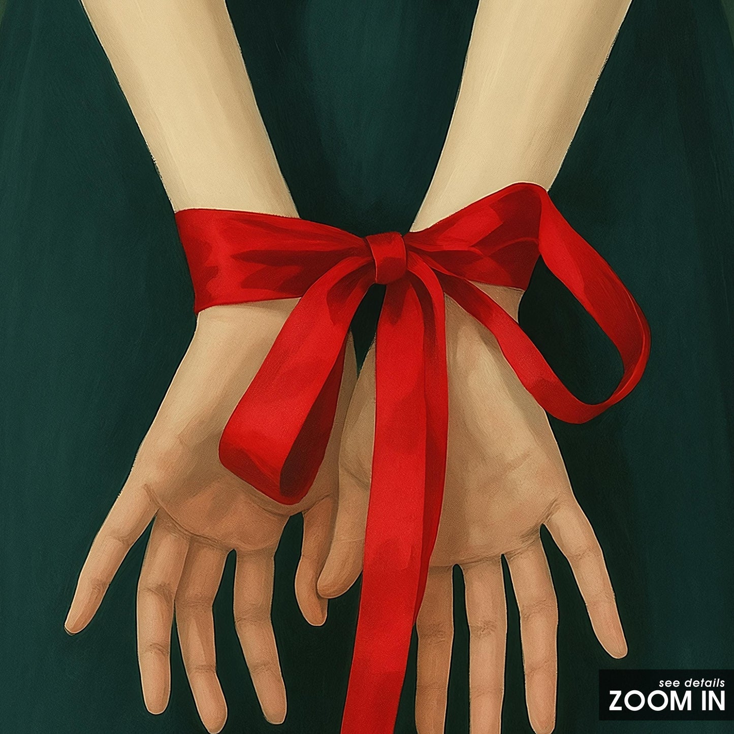 Red Ribbon Wall Art – Feminine Wall Print | Elegant Minimalist Dark Academia Decor