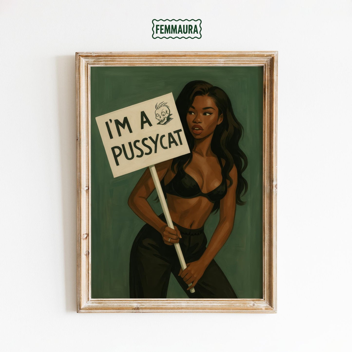 Black Lingerie Art Print – Feminist Protest Poster With Confident Woman Illustration