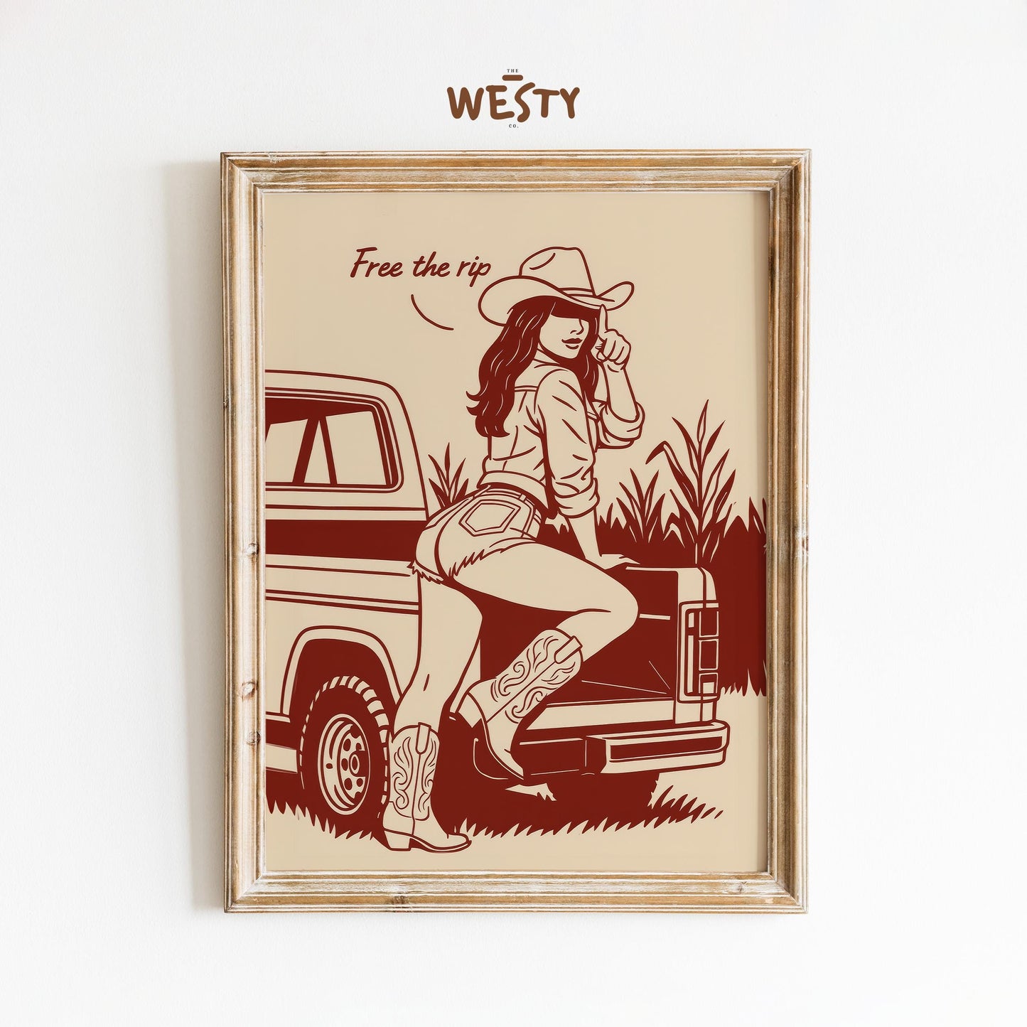 Free the Rip Poster – Sexy Cowgirl with Truck Wall Art
