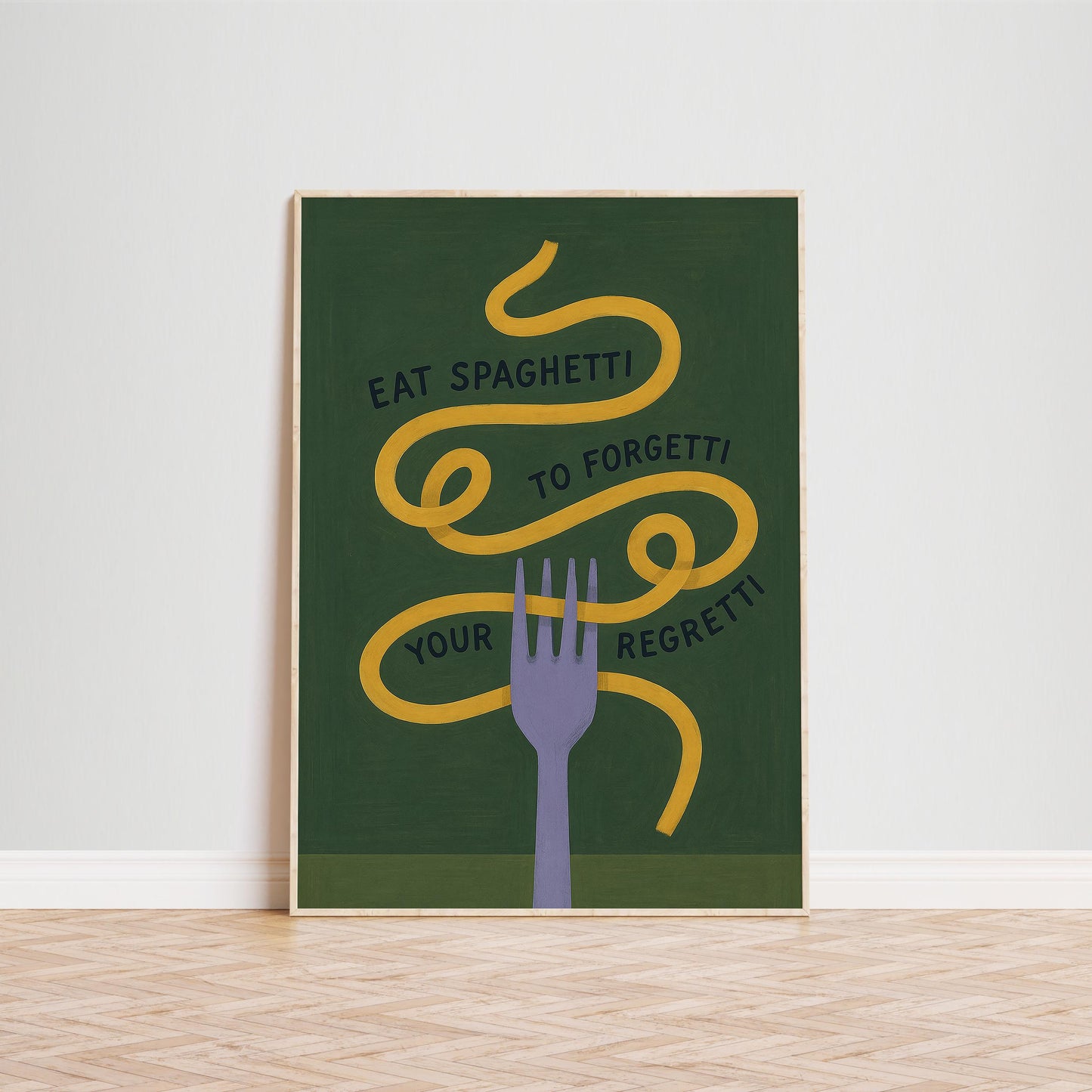 Funny Kitchen Wall Art – Playful Spaghetti Art Print | Pasta Lover Gift