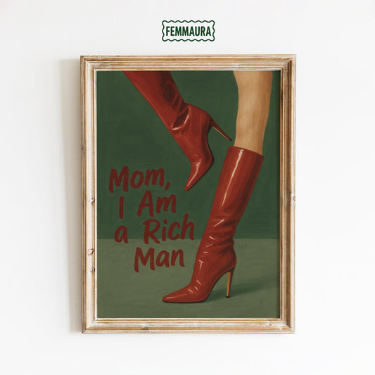 Feminist Quote Poster – Empowering Wall Art With Red Boots Artwork & Bold Statement Decor