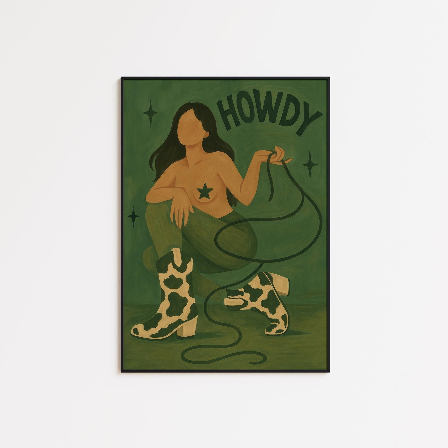 Cowgirl Art Print – Feminine Western Wall Art | Bold Boho Ranch Decor