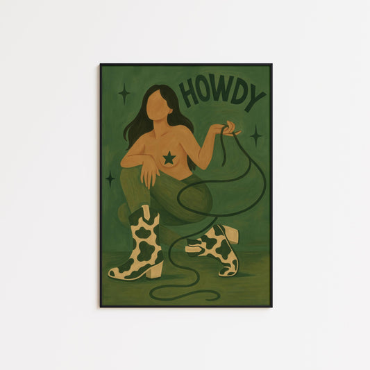 Cowgirl Art Print – Feminine Western Wall Art | Bold Boho Ranch Decor