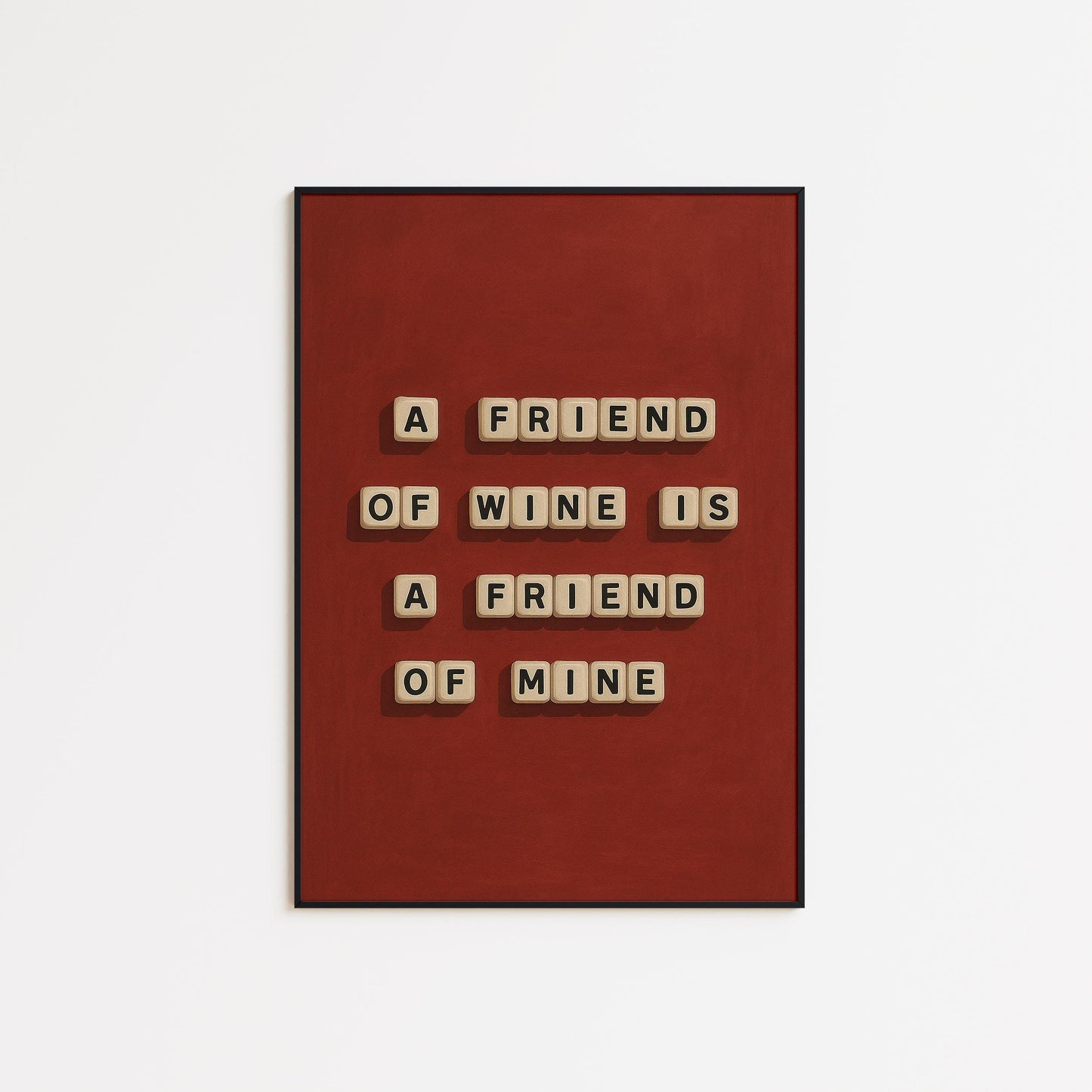 Wine Wall Art – Playful Wine Poster With Bold Typography Print For Kitchen Decor