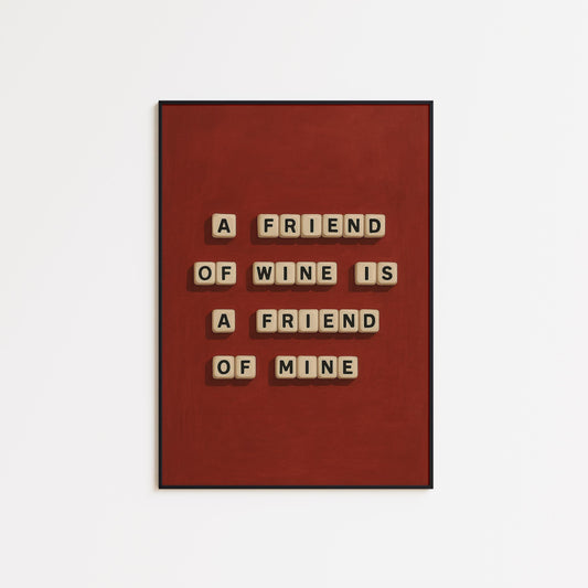 Wine Wall Art – Playful Wine Poster With Bold Typography Print For Kitchen Decor