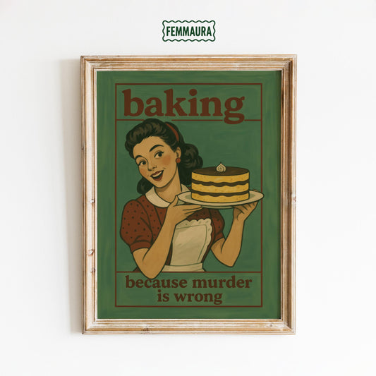 Retro Kitchen Poster – Dark Humor Art Baking Gift Idea With Vintage Style