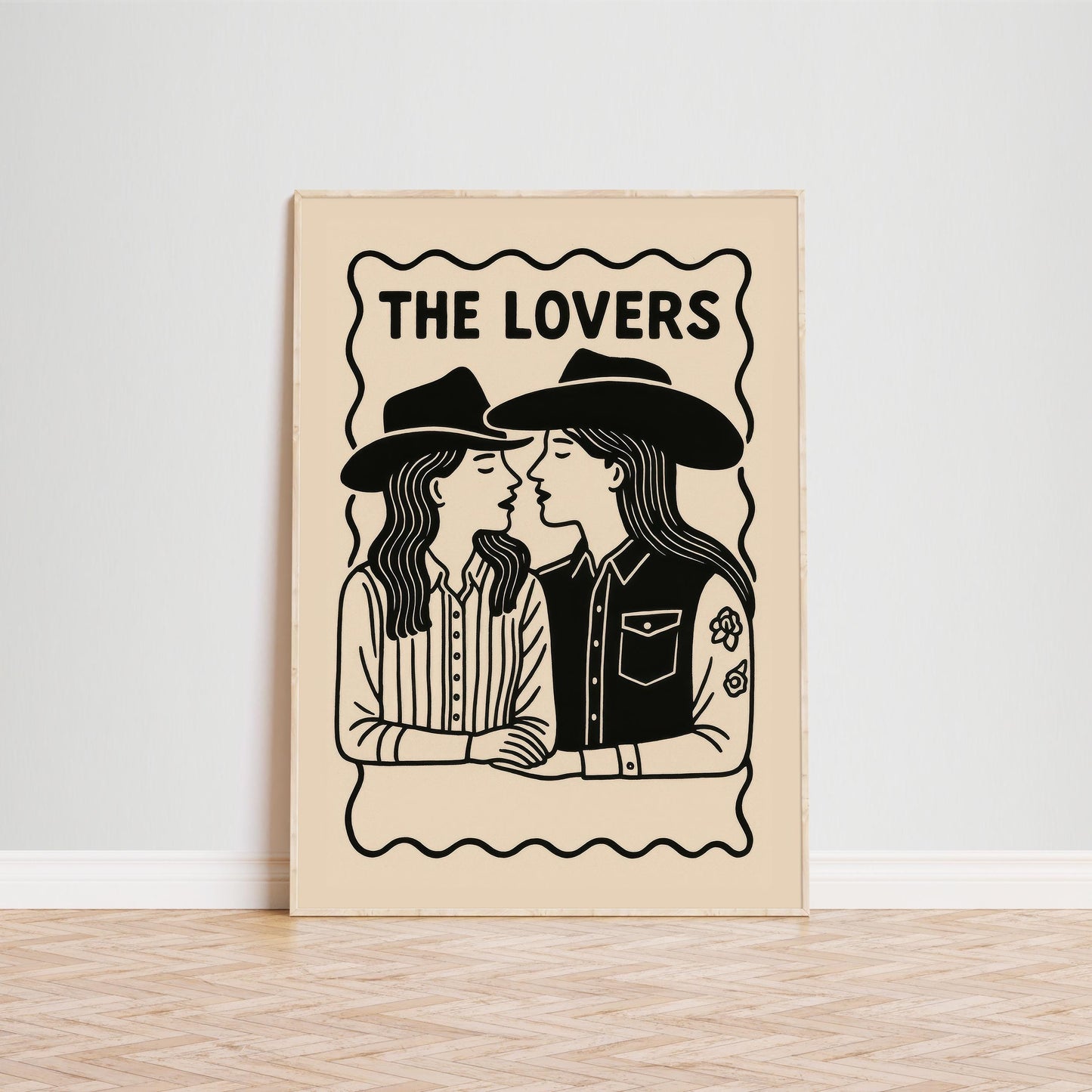 Queer Cowgirl Art Print – Western Lovers Poster With Sapphic Romance