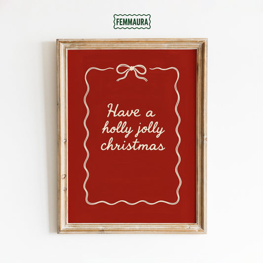 Christmas Holiday Poster – Retro Red Holiday Decor With Elegant Typography