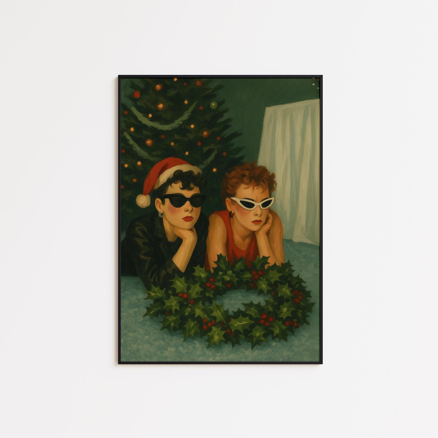 Retro Christmas Poster – Cool Girls Artwork | Festive Retro Decor Wall Art Print