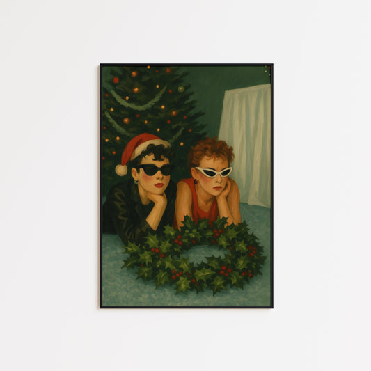 Retro Christmas Poster – Cool Girls Artwork | Festive Retro Decor Wall Art Print