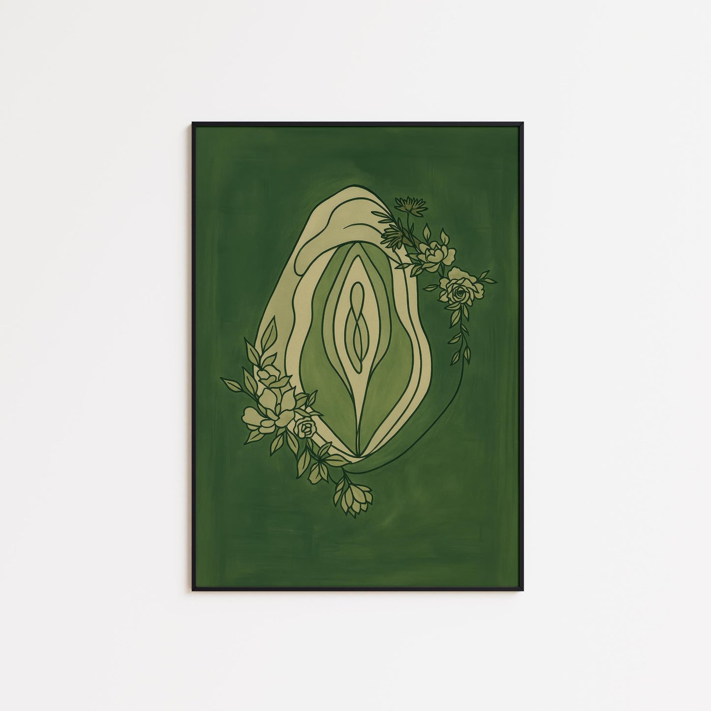 Feminine Vulva Art – Abstract Floral Line Drawing | Empowering Feminist Poster