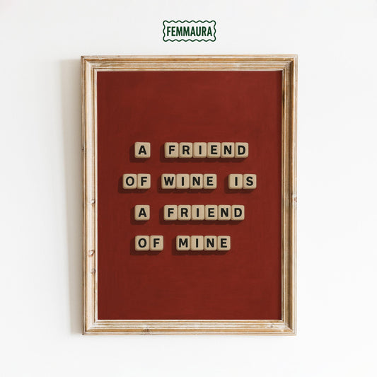 Wine Wall Art – Playful Wine Poster With Bold Typography Print For Kitchen Decor