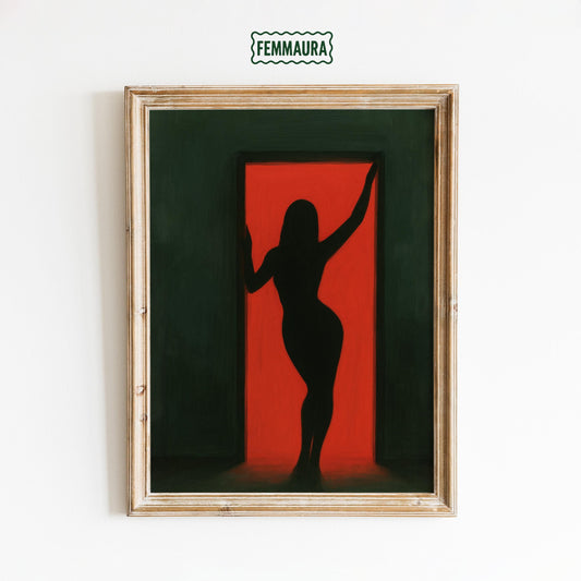 Red Door Silhouette Poster – Bold Feminist Minimalist Wall Art