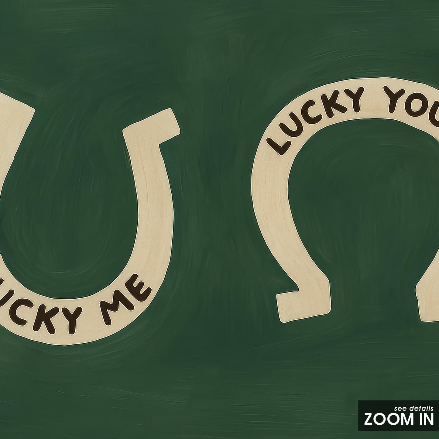 Lucky Horseshoe Wall Art – Vintage Golden Horseshoe Poster With Dark Green Retro Charm