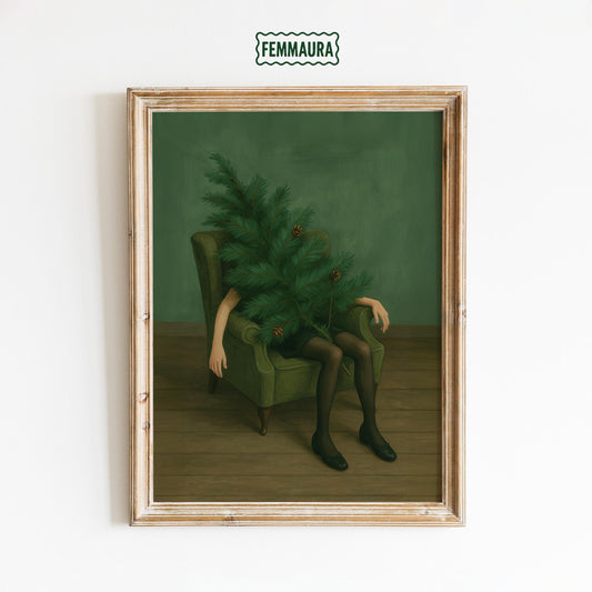 Exhausted Christmas Poster – Surreal Holiday Wall Art With Moody Festive Burnout