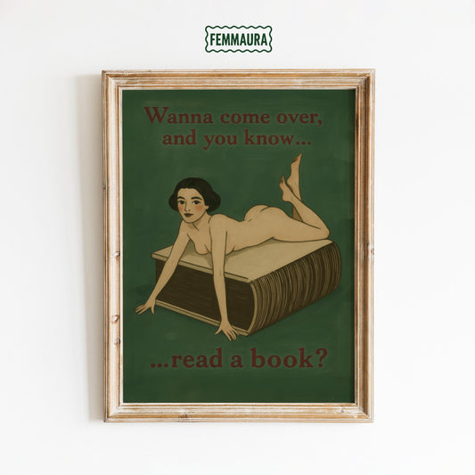 Book Lover Art Print – Retro Woman Poster | Playful Literary Wall Decor