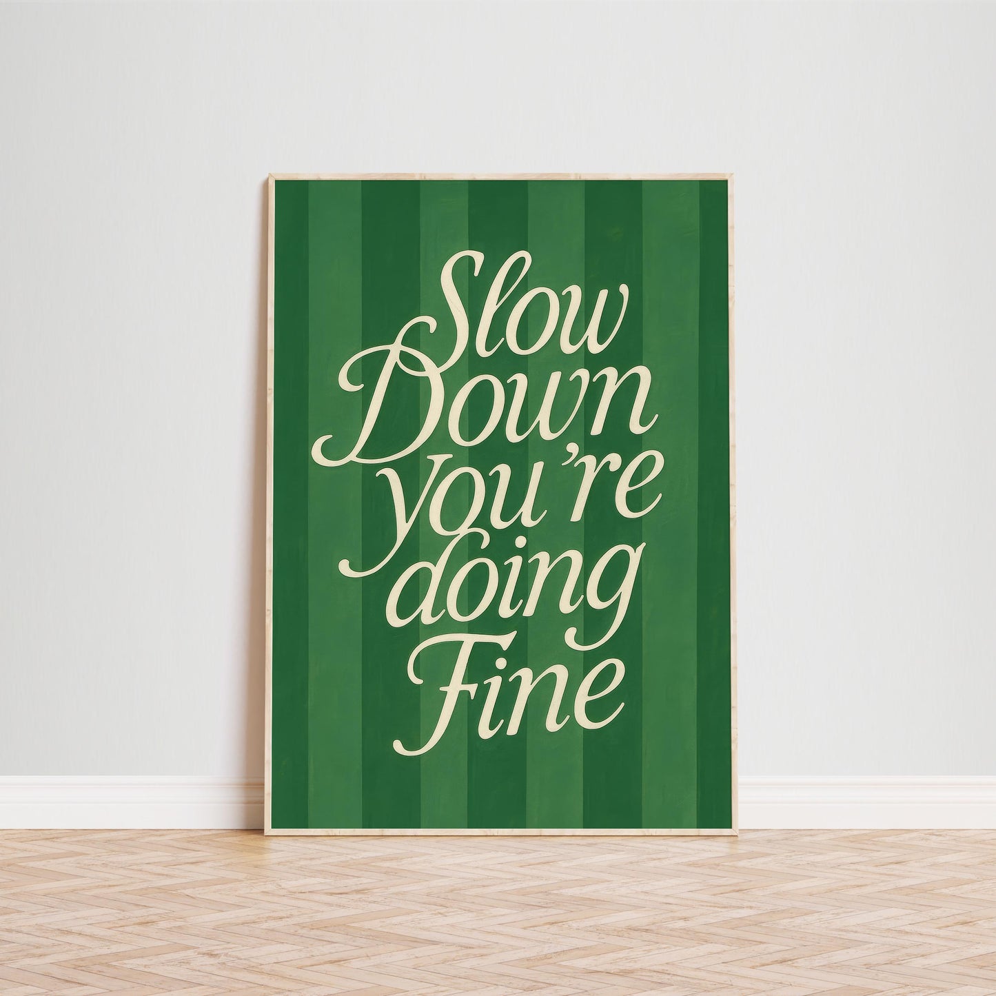 Motivational Typography Print – Vintage Style Art with Green Striped Design