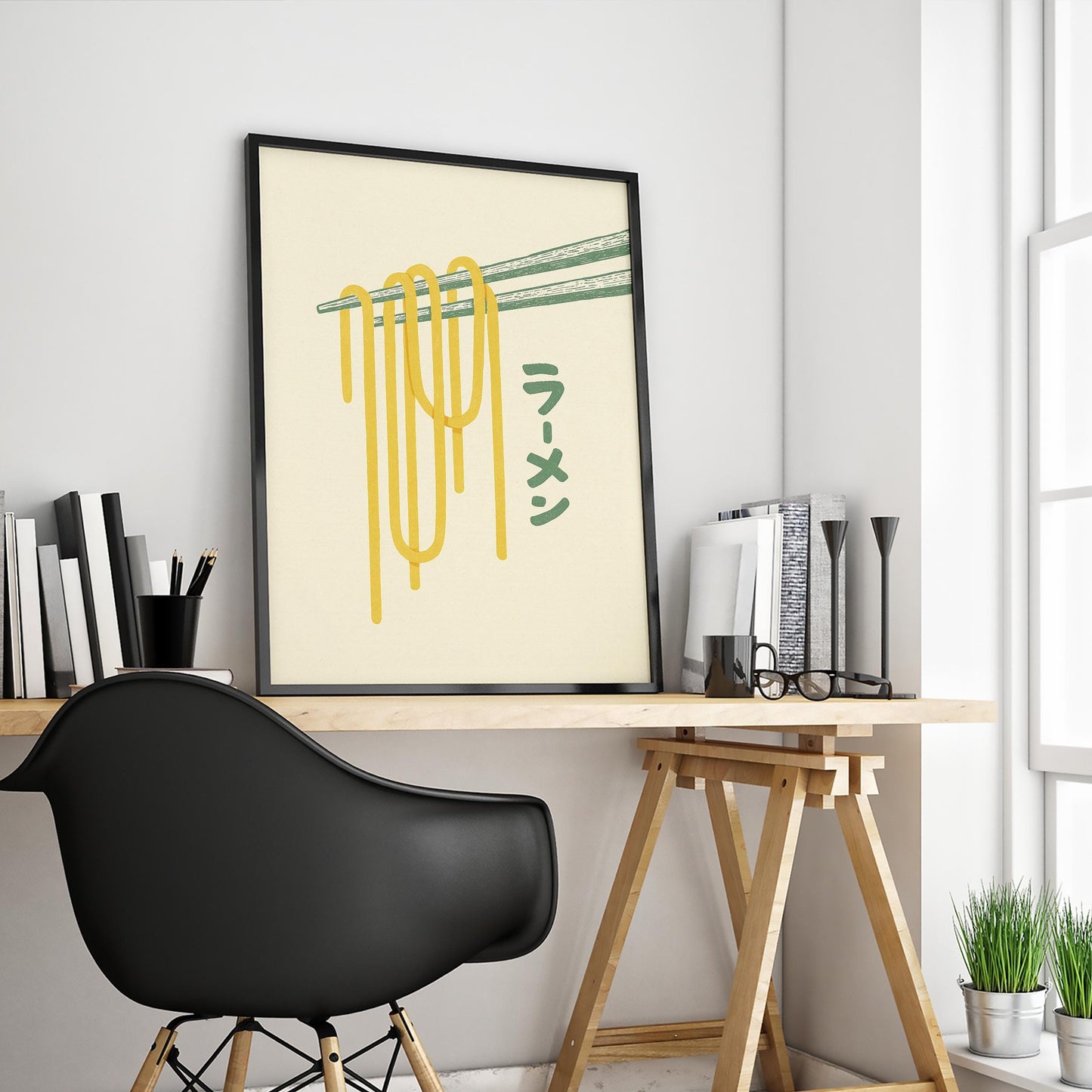 Ramen Poster – Minimal Japanese Kitchen Wall Art, Modern Food Illustration Print