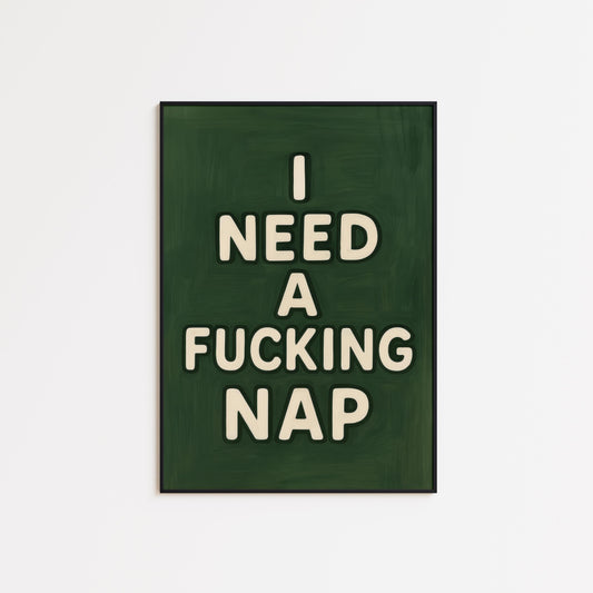 Nap Poster – Bold Retro Typography Wall Art With Funny Quote Print