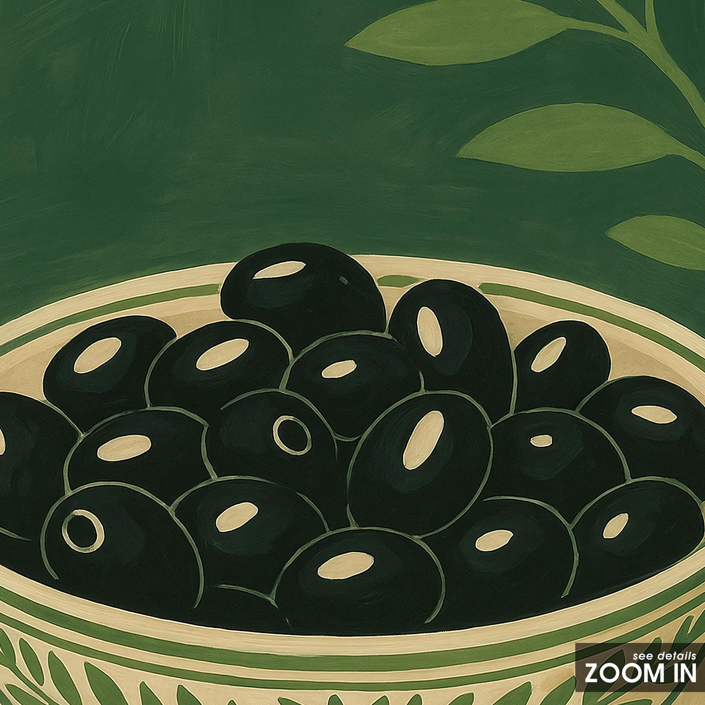 Olive Bowl Poster – Mediterranean Kitchen Art | Rustic Farmhouse Wall Print