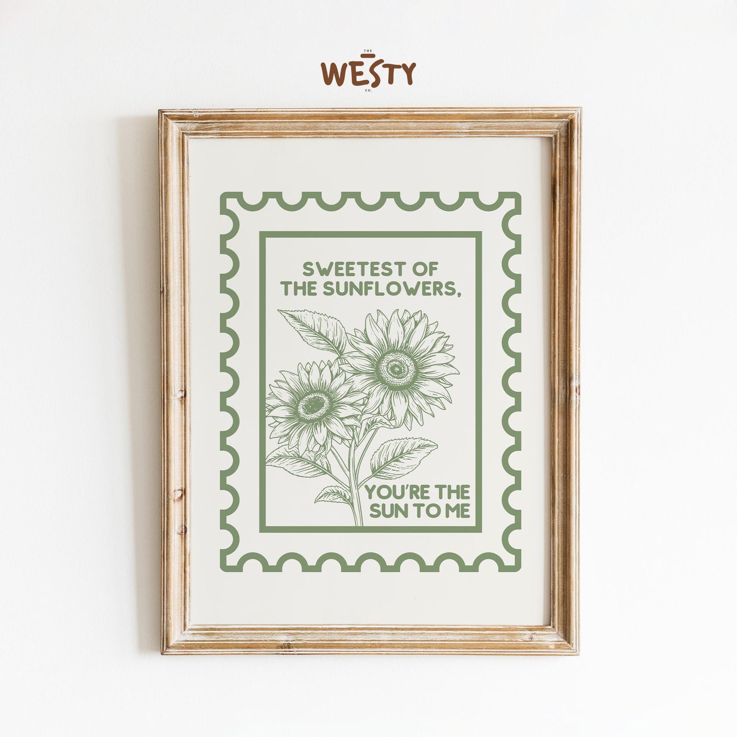 Sun To Me Poster, Sunflower Love Quote Poster – Vintage Stamp Style Romantic Wall Art