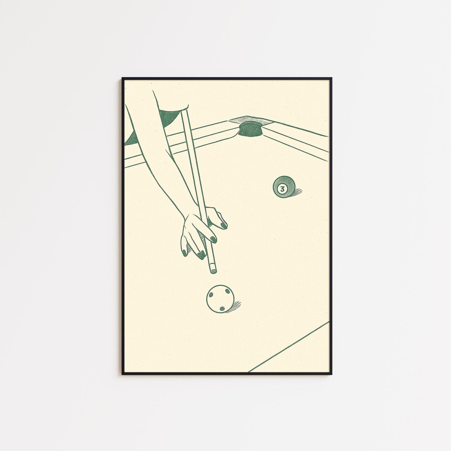 Billiards Poster – Minimal Line Art Pool Table Illustration