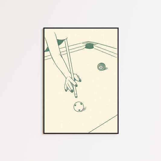 Billiards Poster – Minimal Line Art Pool Table Illustration