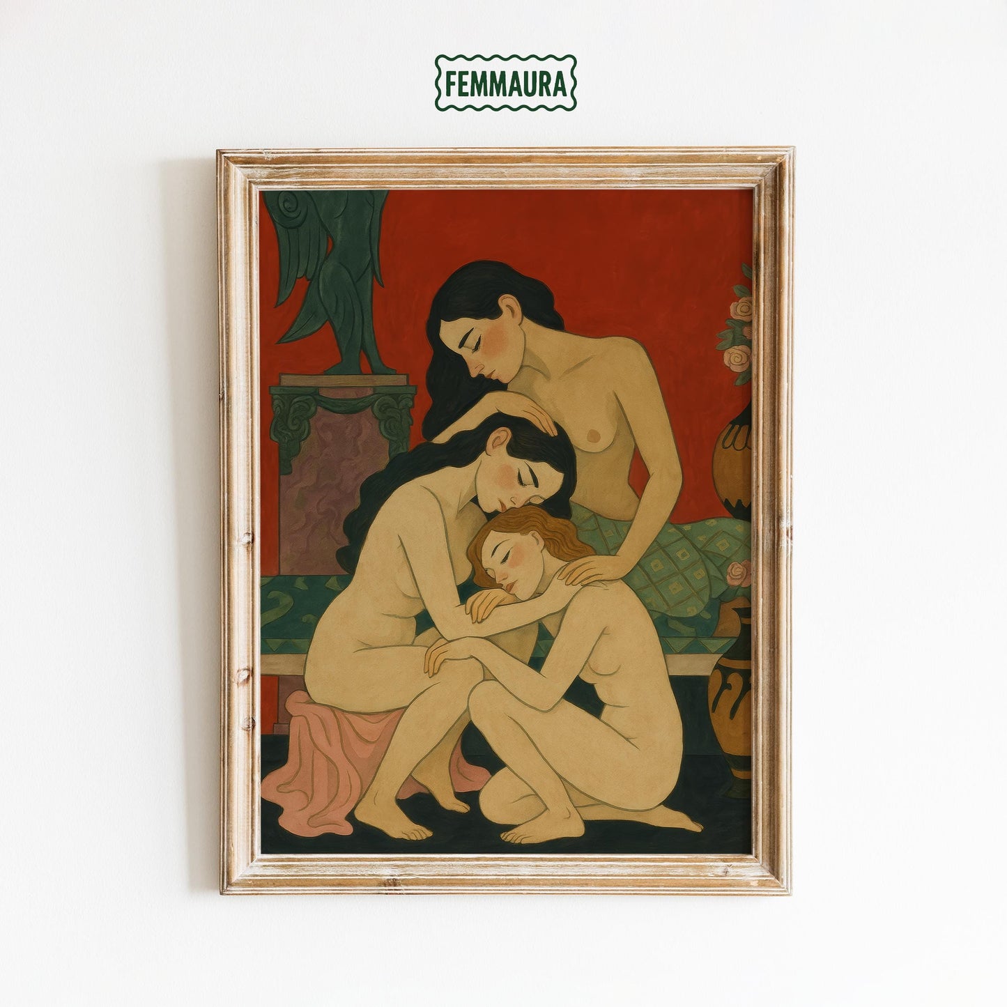 Nude Art Print – Emotive Queer Love Sensual Wall Art | Feminine Closeness Poster