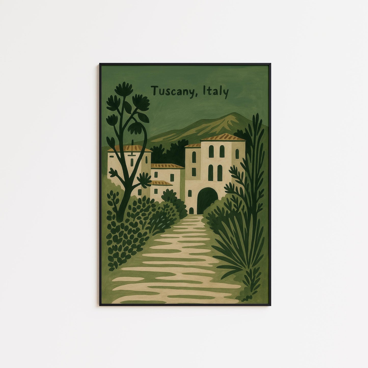 Tuscany Italy Poster – Vintage Mediterranean Wall Art | Olive Green Rustic Print