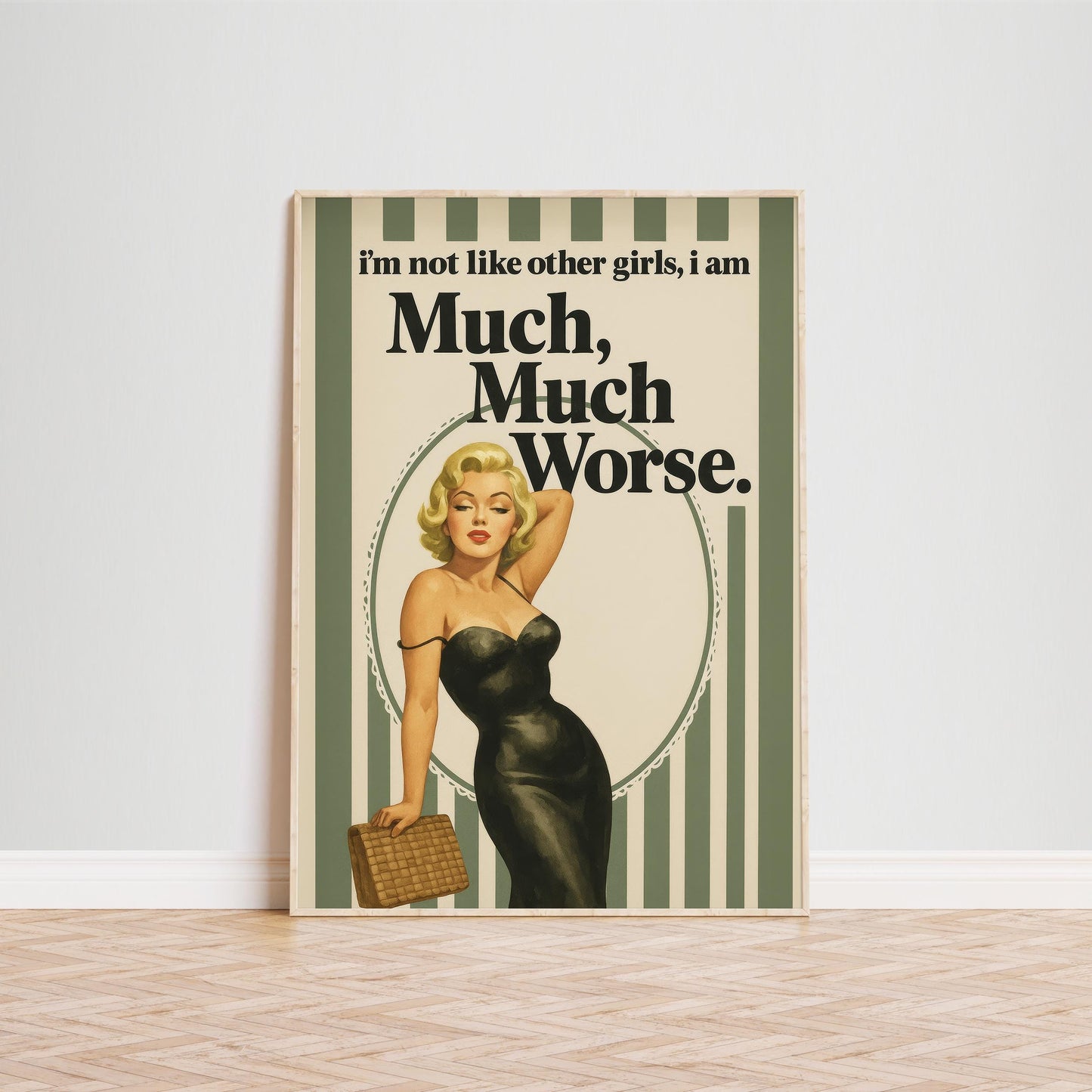 Retro Pin-Up Poster – Feminist Wall Art With Dark Humor Quote & Vintage Glam