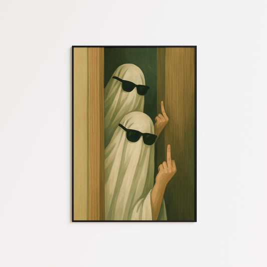 Funny Gothic Wall Art – Rude Ghost Poster With Quirky Spooky Print & Attitude