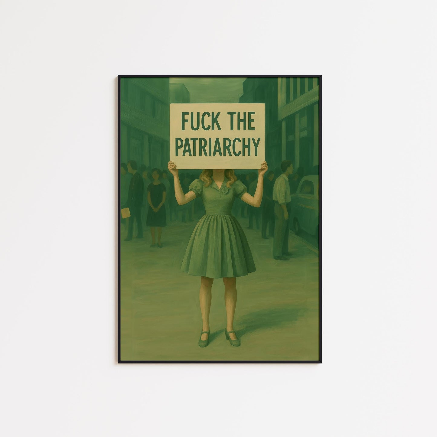Fuck the Patriarchy Poster – Feminist Protest Wall Art in Retro Green Style