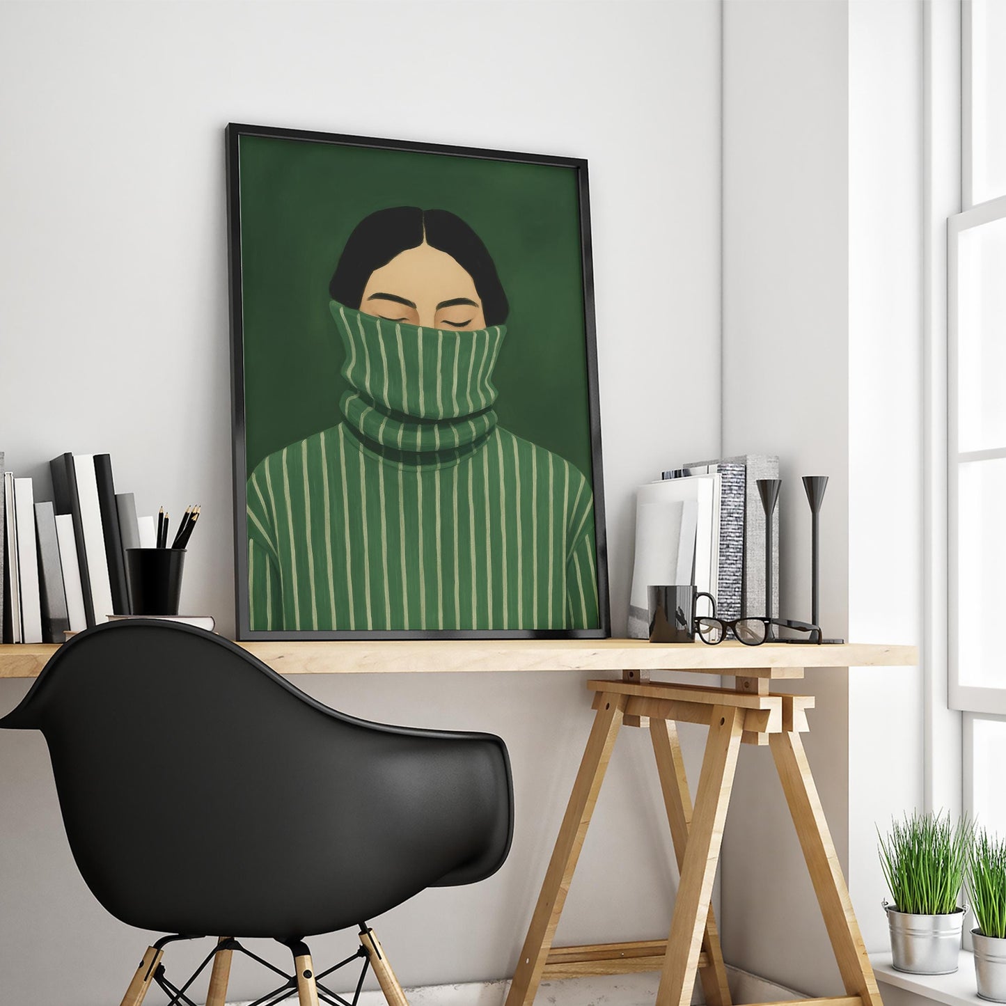 Green Turtleneck Poster – Minimalist Wall Art With Quiet Confidence Illustration