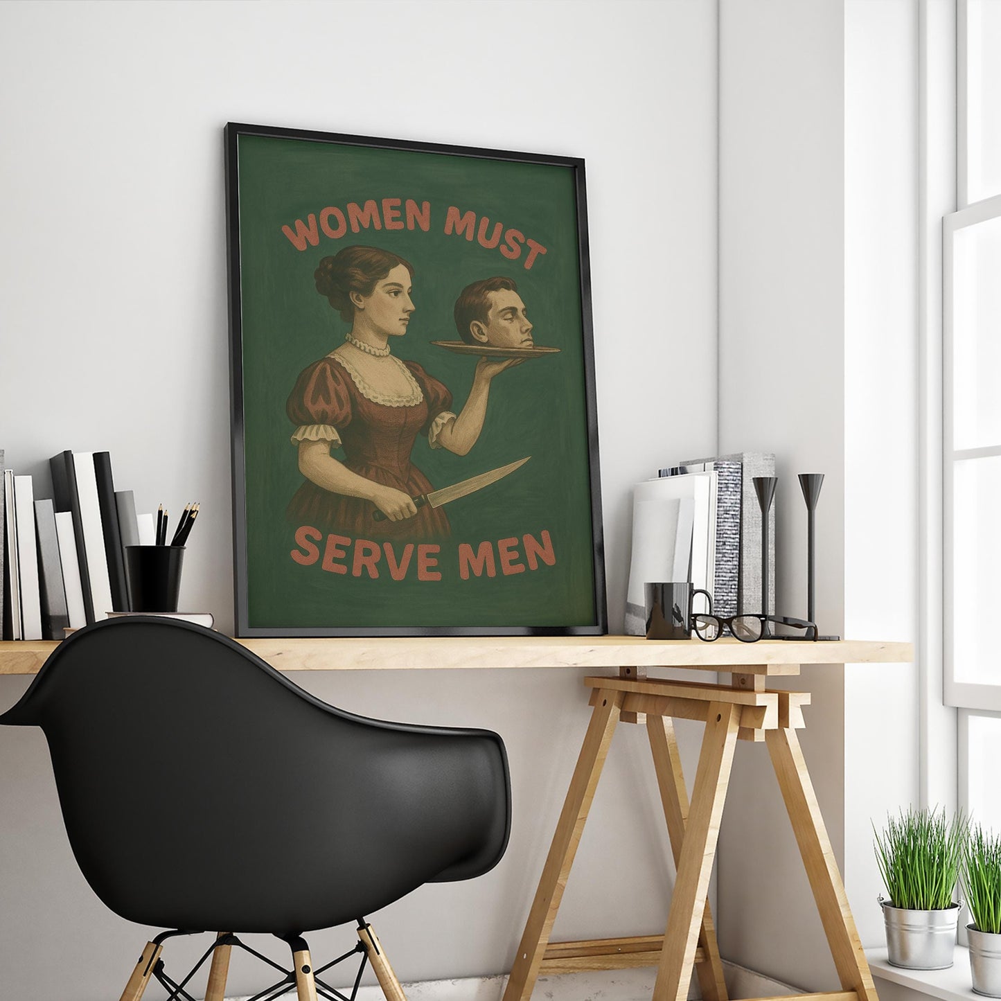 Feminist Dark Humor Poster – Vintage Feminist Art | Bold Satire Print Wall Art