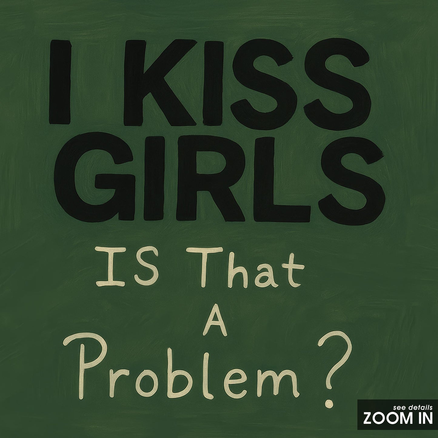 Queer Pride Poster – Bold Lesbian Wall Decor with Dark Green Background Art