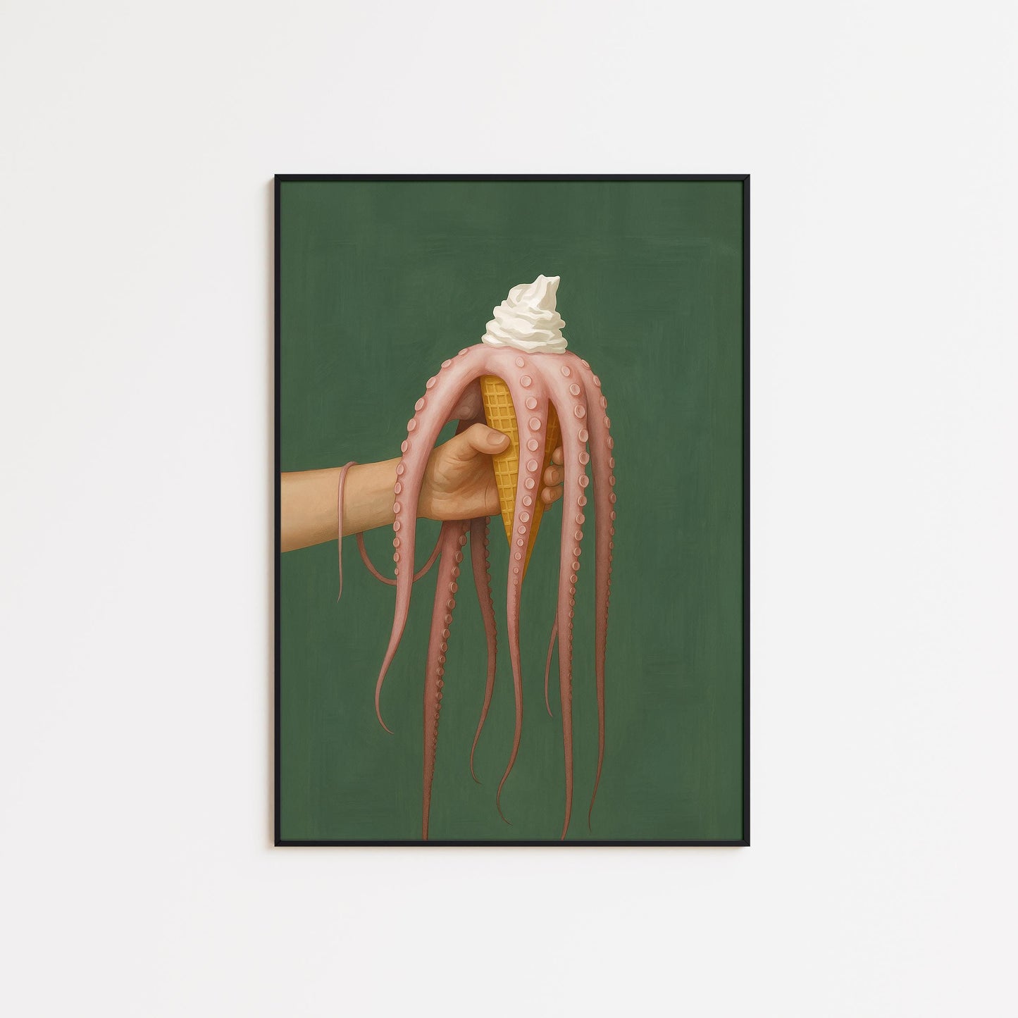 Octopus Ice Cream Poster – Surreal Kitchen Art With Tentacle Food Fantasy