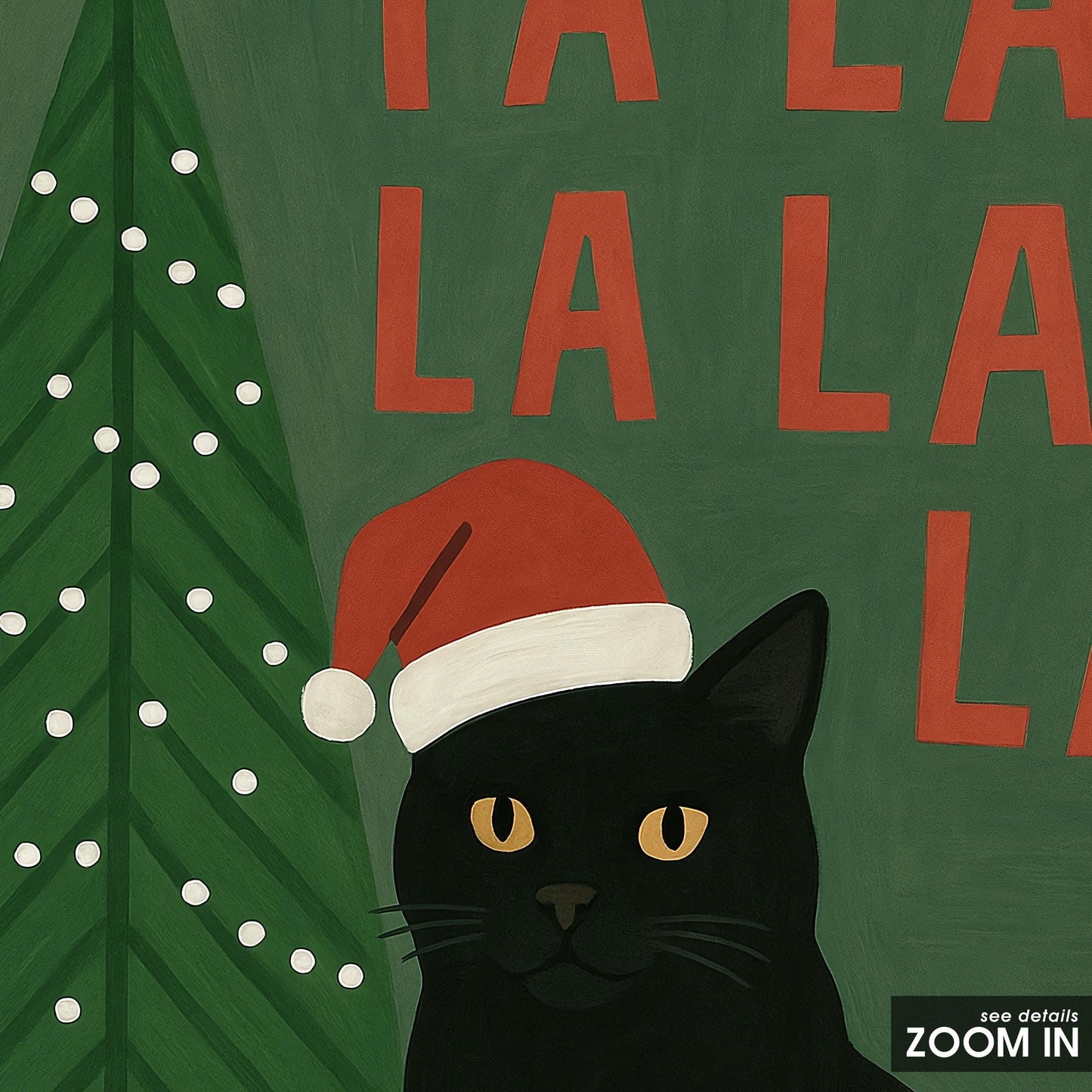 Retro Christmas Cat Poster – Black Cat Wall Art With Playful Holiday Typography