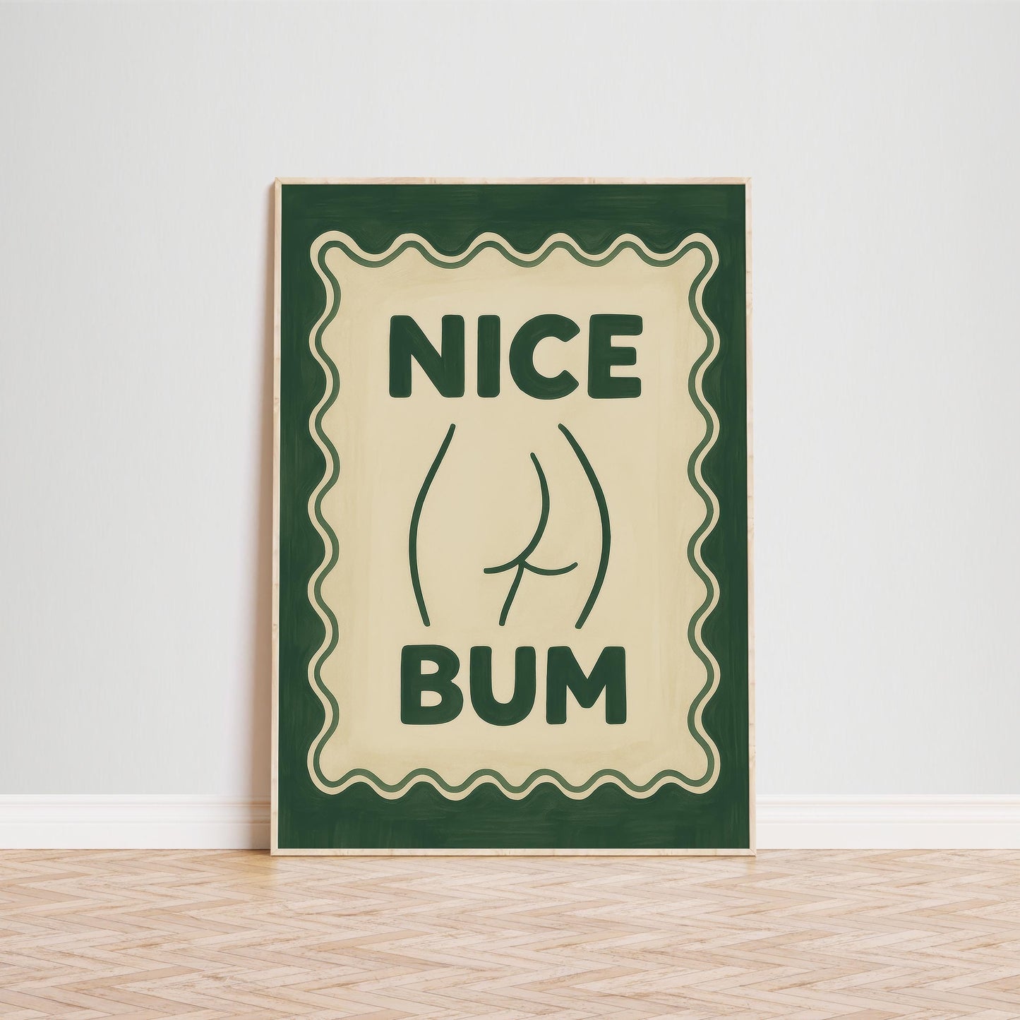 Retro Bathroom Wall Art – Playful Vintage Poster With Bold Typography & Wavy Frame