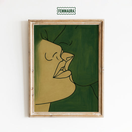Minimalist Kissing Poster – Intimate Couple Art Print | Modern Line Art Decor