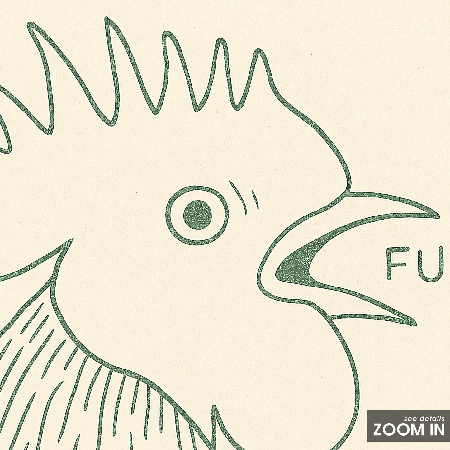 Funny Rooster Poster – Minimal Kitchen Wall Art, Bold Farm Animal Print