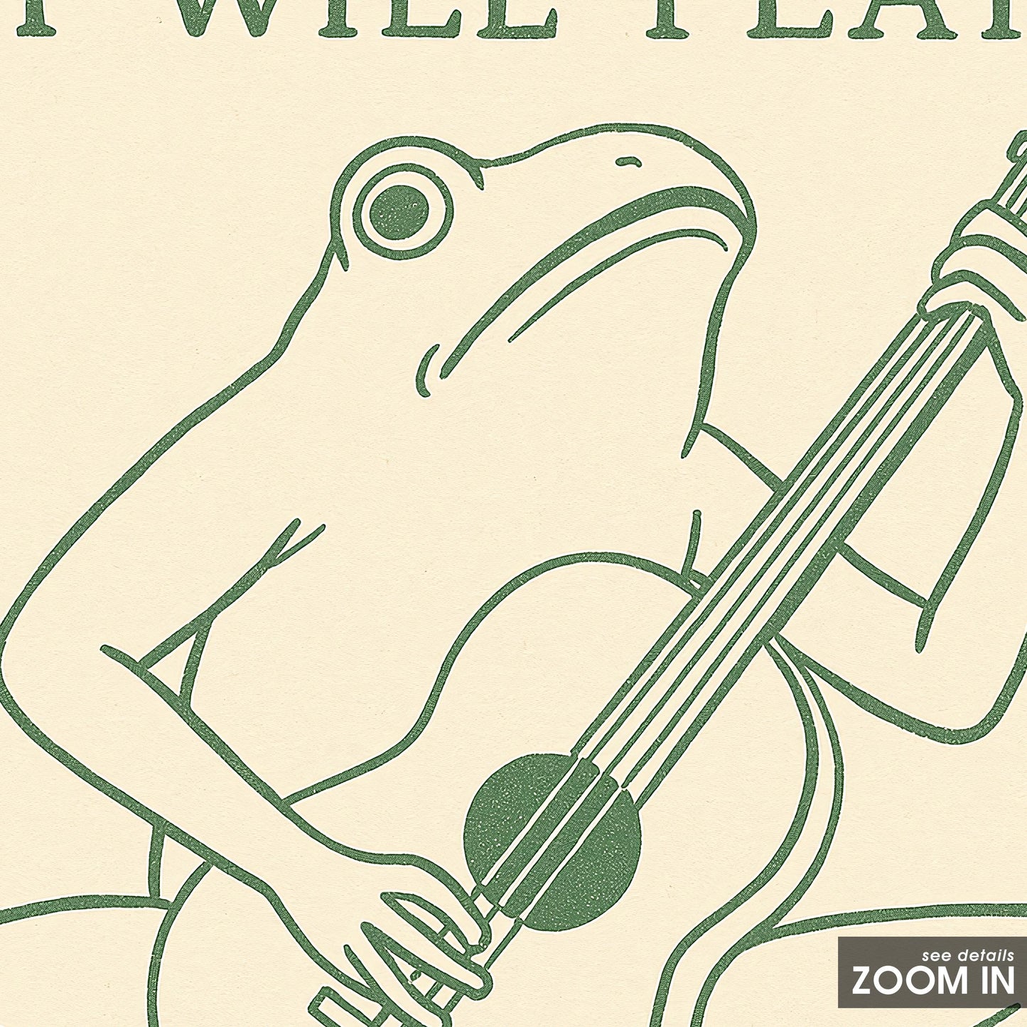 Frog Guitar Poster – Funny Animal Music Print, Vintage Minimal Wall Art