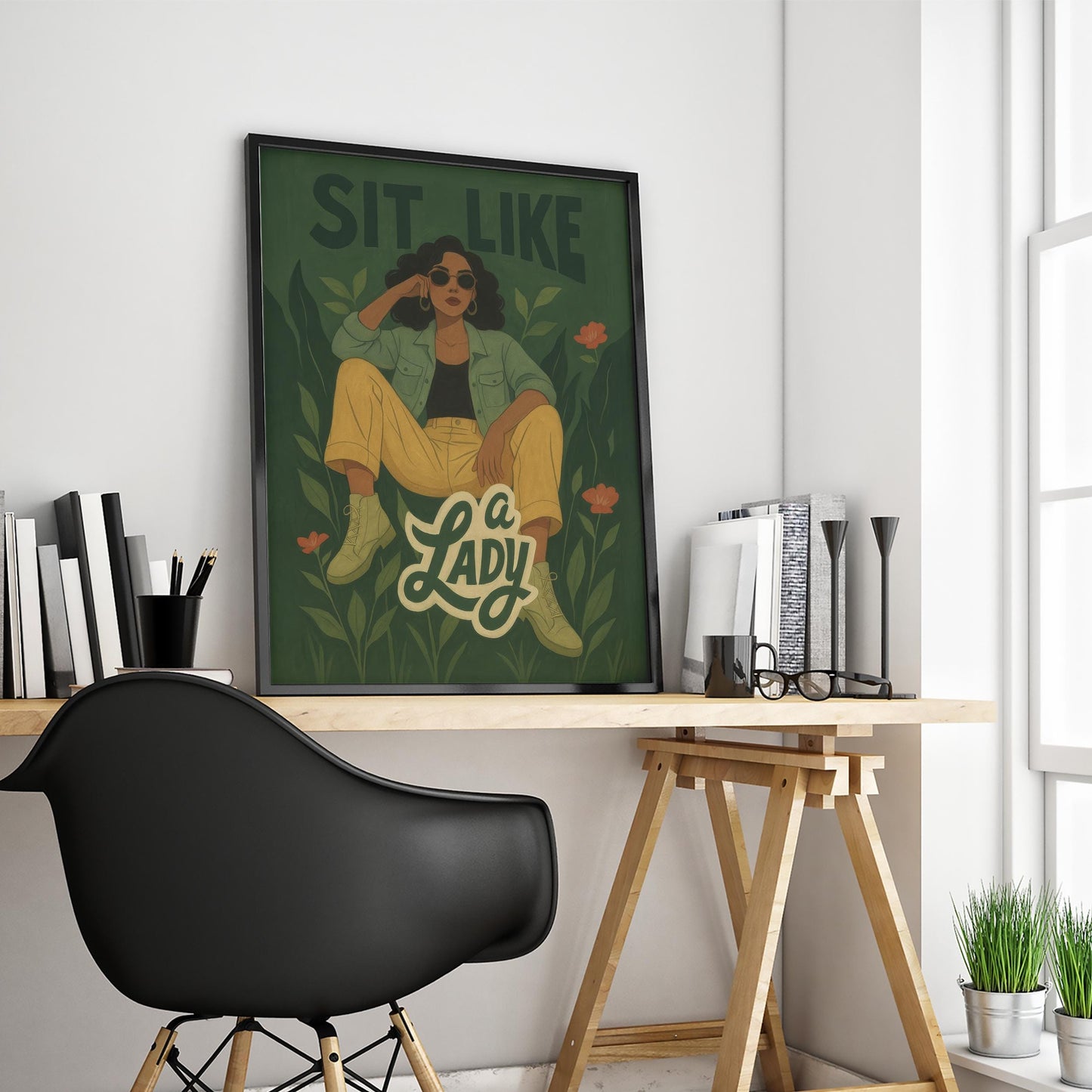 Feminine Empowerment Wall Art – Bold Feminist Poster With Greenery & Typography