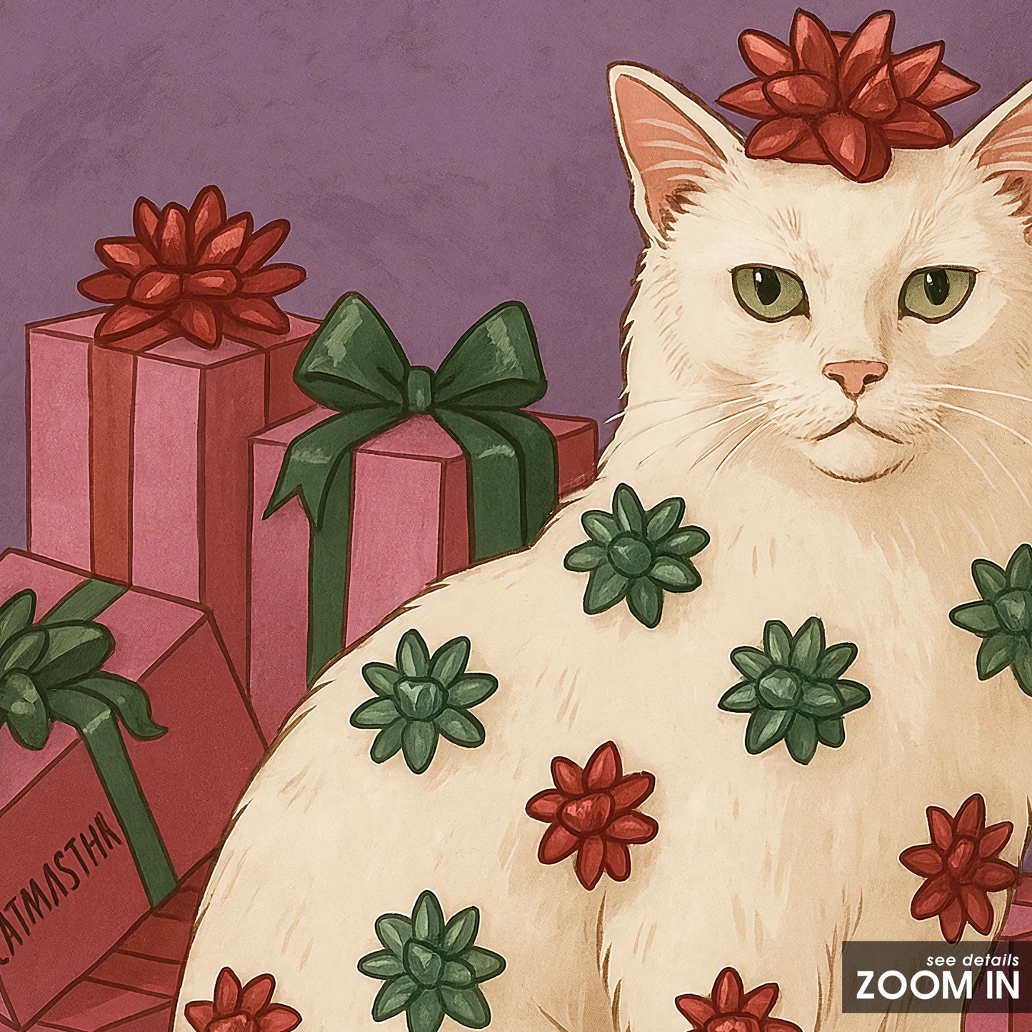 Christmas Cat Poster – Retro Holiday Wall Art With Cute Cat Decor