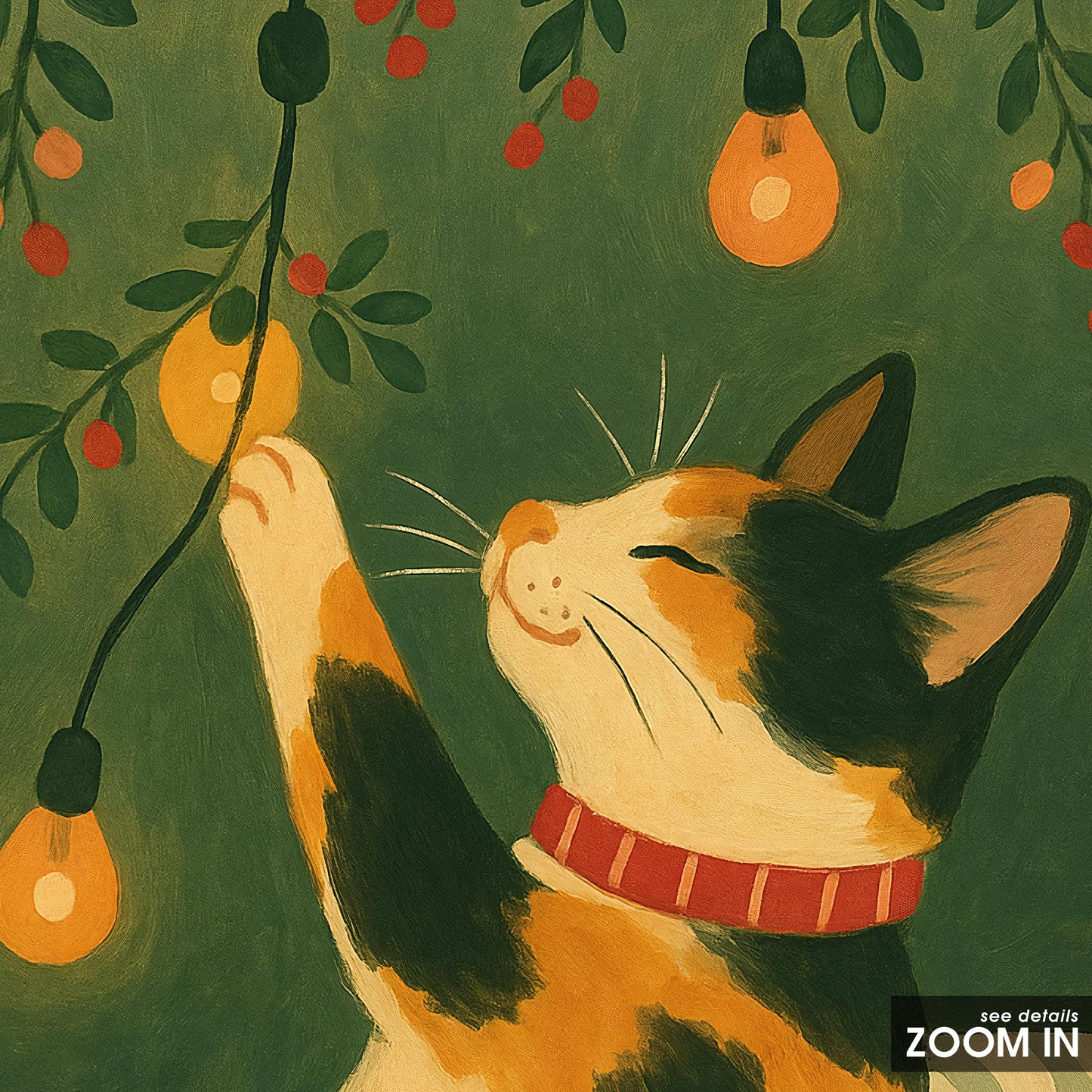 Christmas Cat Poster – Cozy Retro Christmas Print | Festive Cat Gift