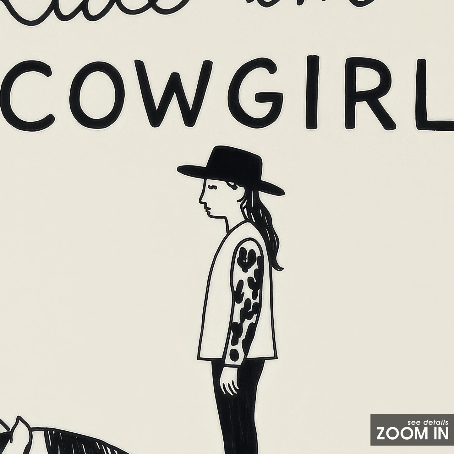 Ride ’em Cowgirl Funny Minimal Poster – Western Line Art Print