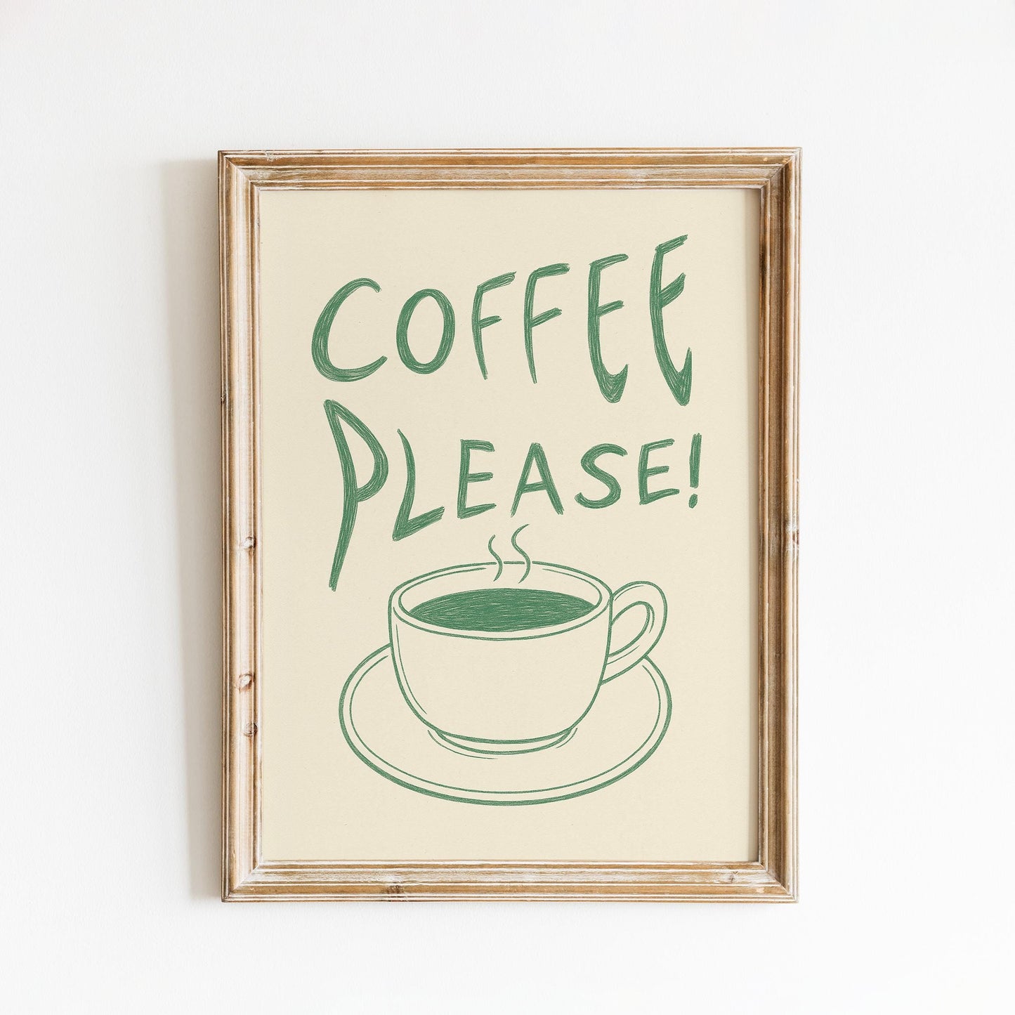 Coffee Please Poster – Minimalist Kitchen Wall Art, Retro Coffee Print